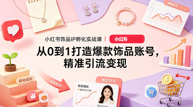 小红书饰品IP孵化实战课｜从0到1打造爆款饰品账号，精准引流变现-小灰云创