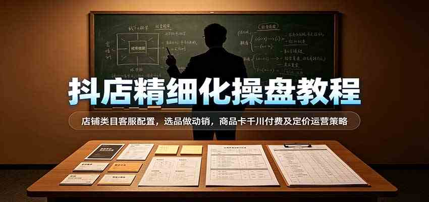 抖店精细化操盘教程：店铺类目客服配置，选品做动销，商品卡千川付费及定价运营策略-小灰云创