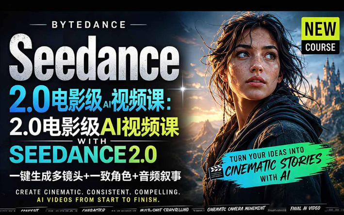 字节跳动的Seedance 2.0 AI电影视频生成制作教程,一键生成多镜头+一致角色+音频叙事-中英字幕-小灰云创