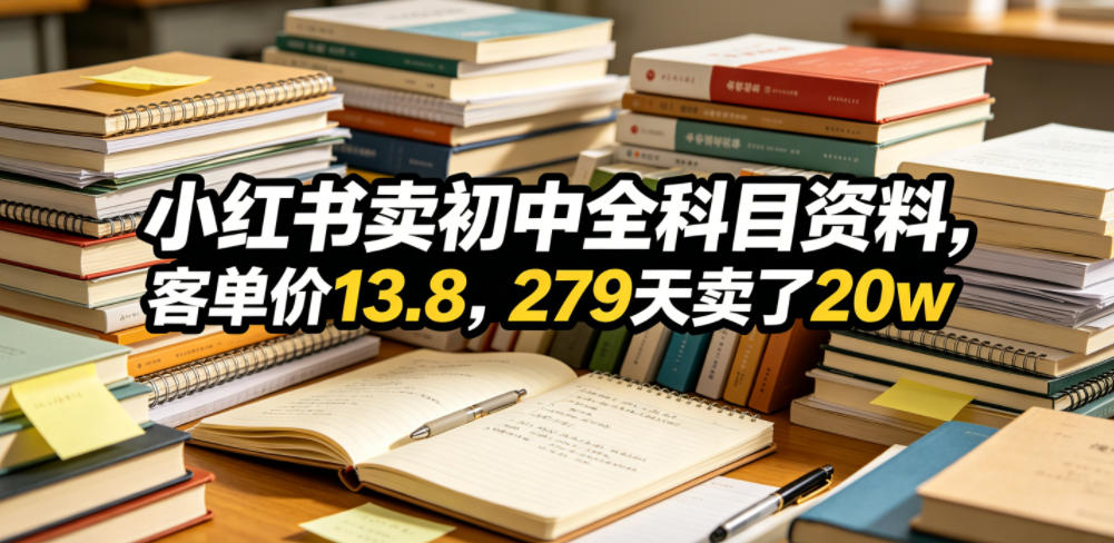 小红书卖初中全科目资料，客单价13.8，279天卖了20w-小灰云创