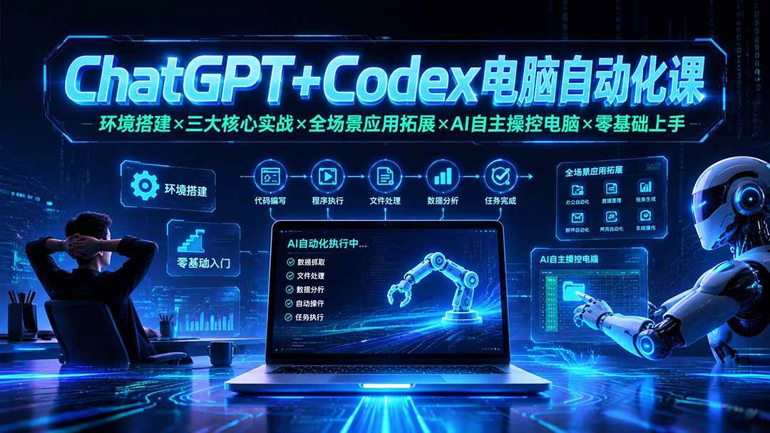 （19583期）ChatGPT+Codex电脑自动化课：环境搭建×三大核心实战×全场景应用拓展×AI自主操控电脑×零基础上手-小灰云创