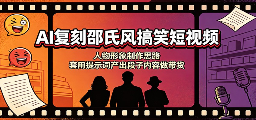 AI复刻邵氏风搞笑短视频:人物形象制作思路,套用提示词产出段子内容做带货-小灰云创